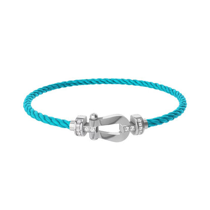 [Rose of Tomorrow] CHANCE Small 8 Buckle Half Diamond Red Rope Silver Bracelet