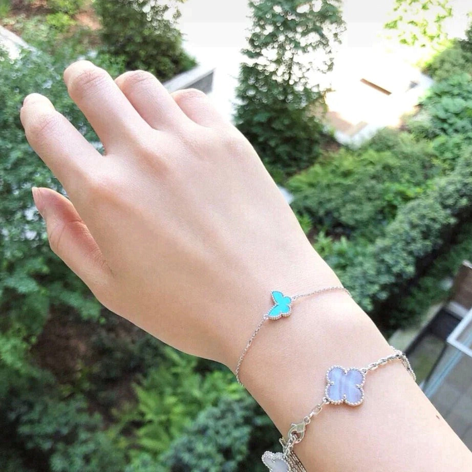 [💎ROSE💎]BUTTERFLY TURQUOISE BUTTERFLY BRACELET SILVER