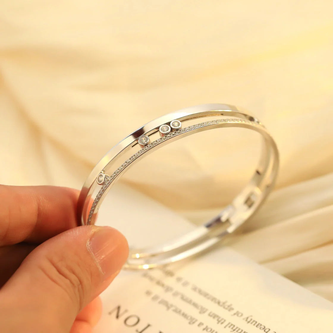 [✨Rose💎]Move Romane Diamond Bangle Bracelet