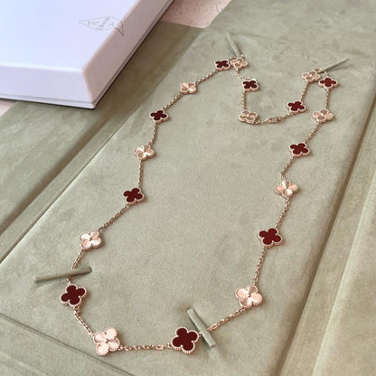 [Rose Tomorrow]CLOVER 20 MOTIFS LASER CARNELIAN NECKLACE