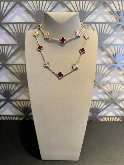 [Rose Tomorrow]CLOVER 20 MOTIFS LASER CARNELIAN NECKLACE