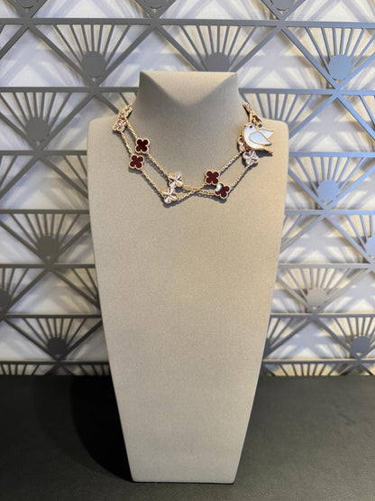 [Rose Tomorrow]CLOVER 20 MOTIFS LASER CARNELIAN NECKLACE