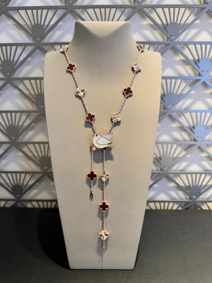 [Rose Tomorrow]CLOVER 20 MOTIFS LASER CARNELIAN NECKLACE