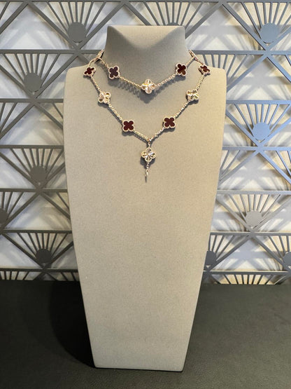 [Rose Tomorrow]CLOVER 20 MOTIFS LASER CARNELIAN NECKLACE