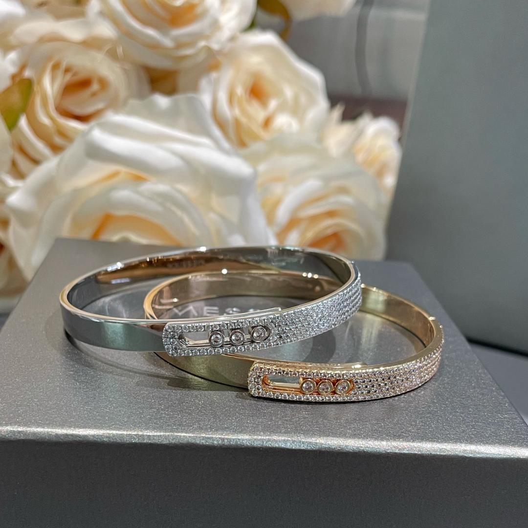 [✨Rose💎]Move Noa Rose Gold Pave Diamond Bangle Bracelet