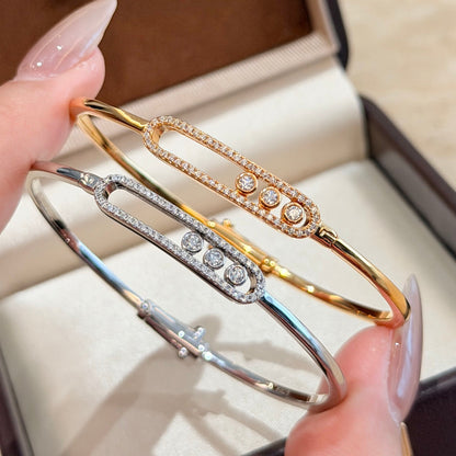 [✨Rose💎]Move Pave Diamond Bangle Bracelet M