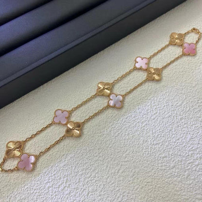[Rose Tomorrow]CLOVER 10 MOTIFS  LASER PINK MOP NECKLACE