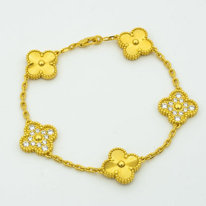 [Rose Tomorrow]CLOVER BRACELET 5 MOTIFS GOLD DIAMOND
