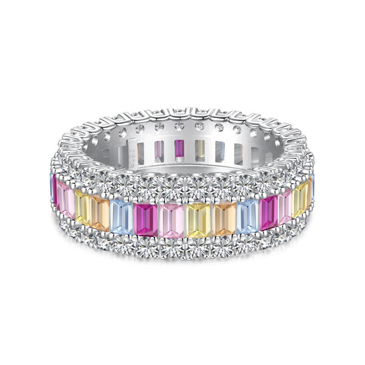 [Rose Tomorrow]Dainty Colorful Radiant Cut Daily Ring