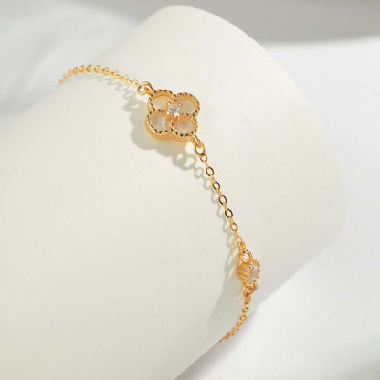 [Rose Tomorrow]Delicate Four Leaf Clover Bracelet