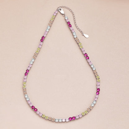 [Rose Tomorrow]Delicate Colorful Tennis Necklace