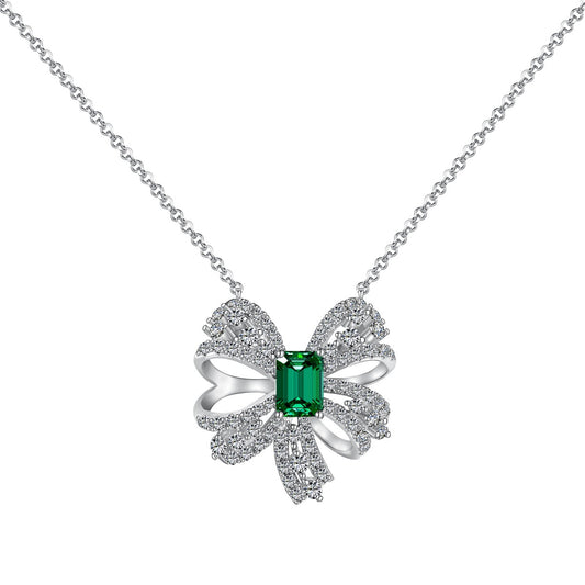 [Rose Tomorrow]Luxurious Flower Shape Emerald Cut Necklace