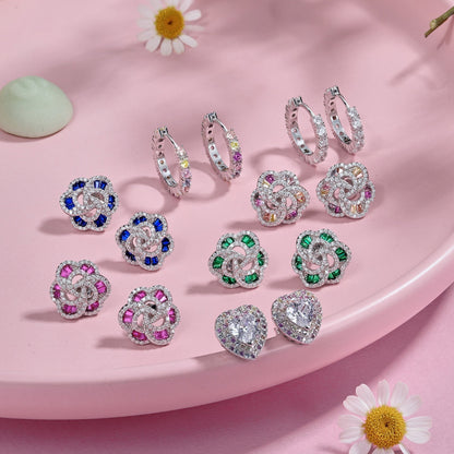 [Rose Tomorrow]Radiant Colorful Round Cut Earrings