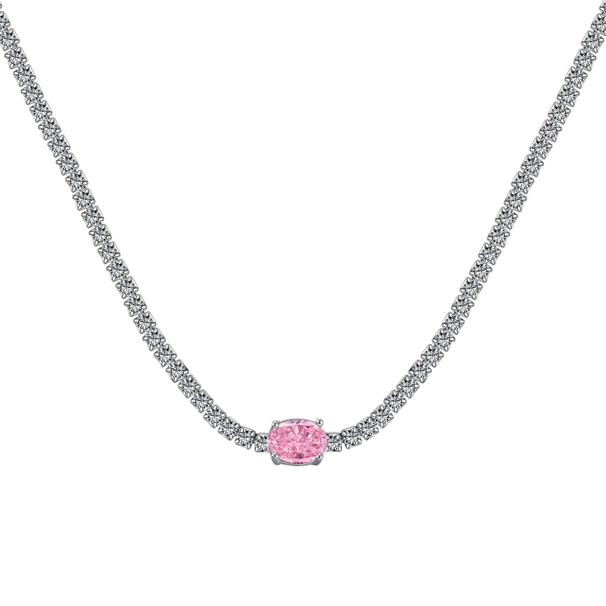 [Rose Tomorrow]1.0 Carat Shining Oval Cut Necklace