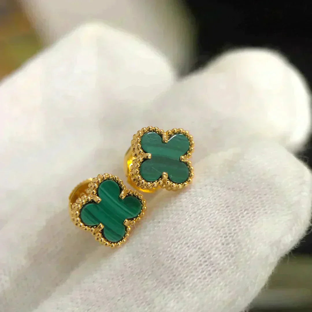 [Rose Tomorrow]CLOVER MINI 9.5MM MALACHITE  EARRINGS
