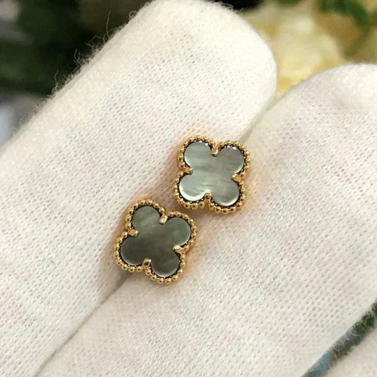 [💎ROSE💎]CLOVER MINI 9.5MM GRAY MOP EARRINGS