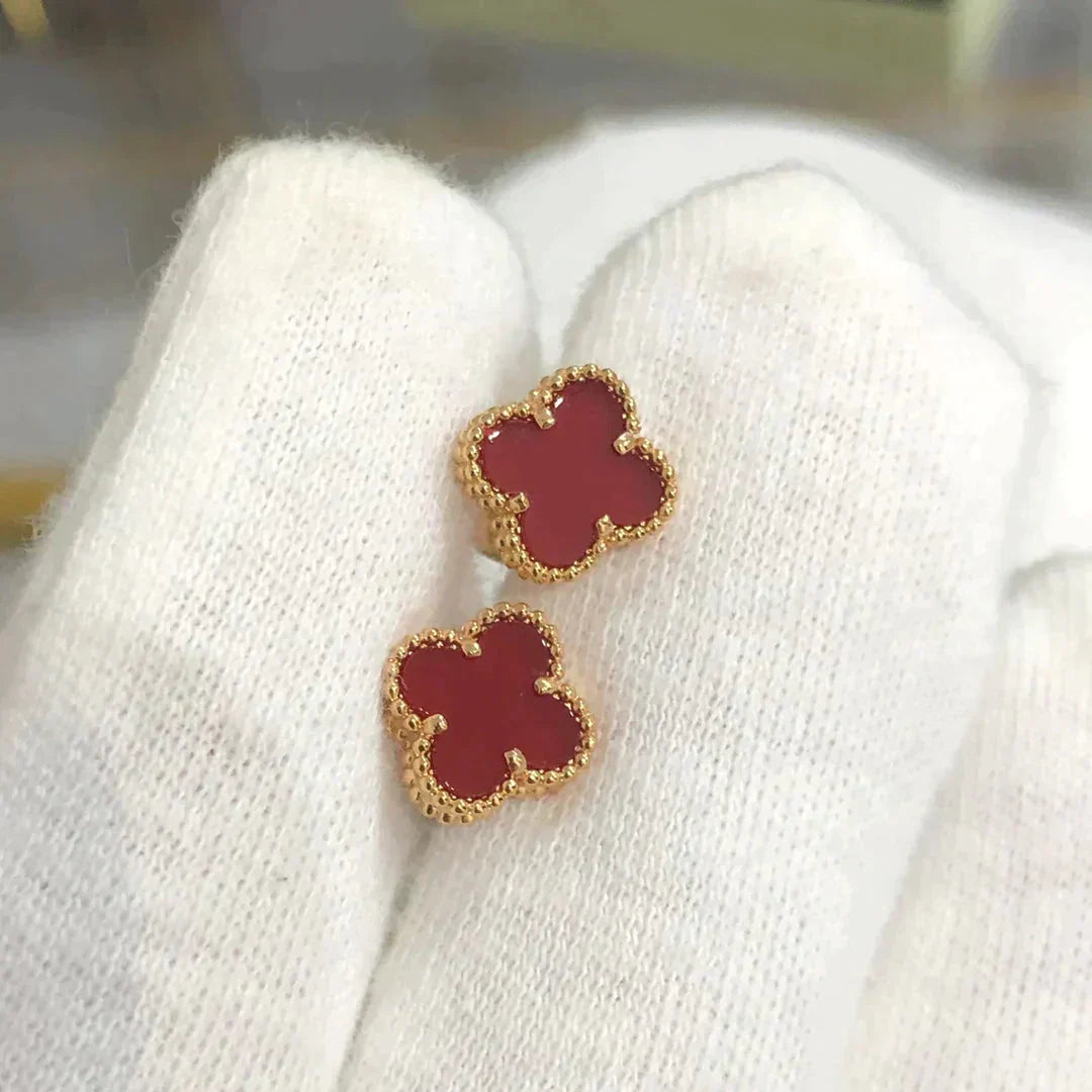 [💎ROSE💎]CLOVER MINI 9.5MM CARNELIAN EARRINGS