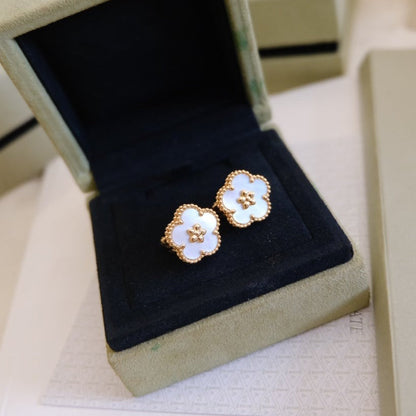 [💎ROSE💎]LUCKY PINK GOLD WHITE MOP EARRINGS