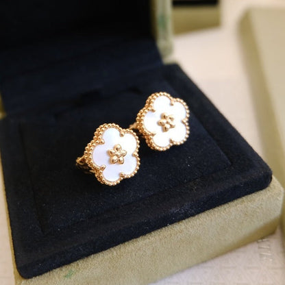[💎ROSE💎]LUCKY PINK GOLD WHITE MOP EARRINGS