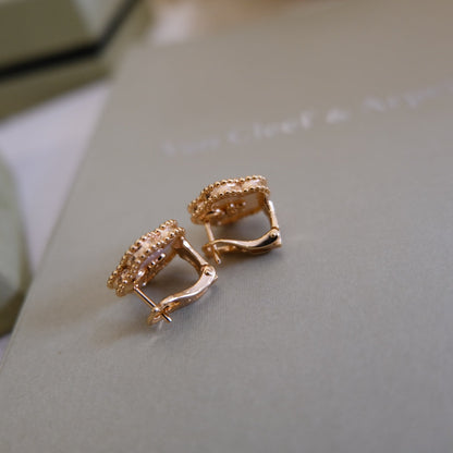 [💎ROSE💎]LUCKY PINK GOLD WHITE MOP EARRINGS
