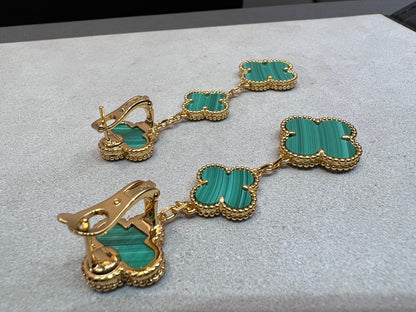 [💎ROSE💎]CLOVER MALACHITE 3 MOTIFS GOLD