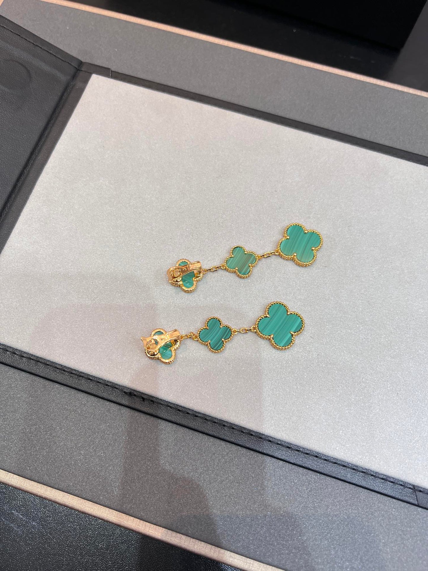 [💎ROSE💎]CLOVER MALACHITE 3 MOTIFS GOLD