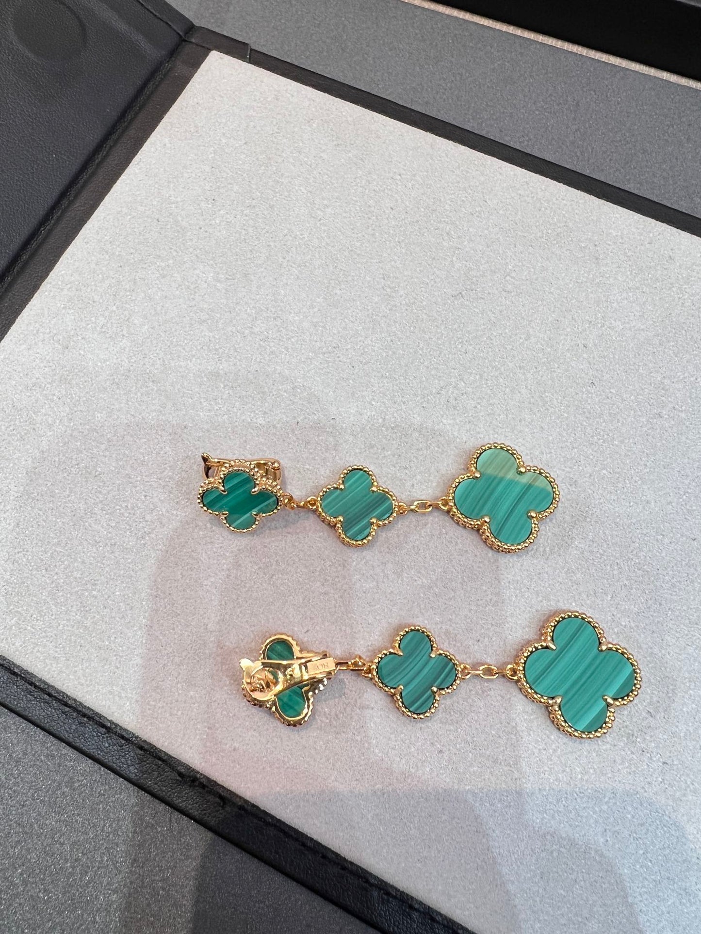 [💎ROSE💎]CLOVER MALACHITE 3 MOTIFS GOLD