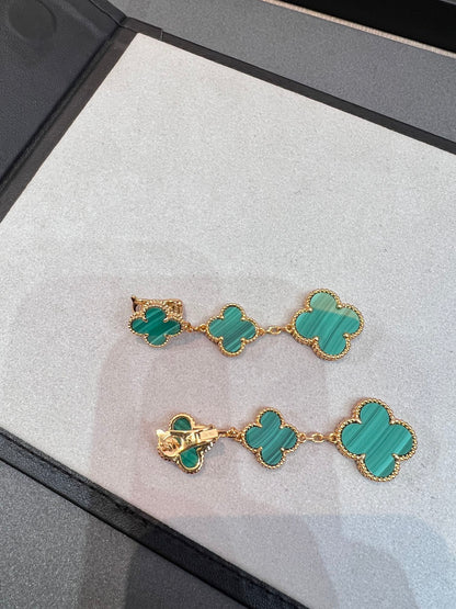 [💎ROSE💎]CLOVER MALACHITE 3 MOTIFS GOLD