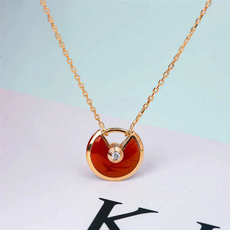 [Rose Jewelry]AMULETTE GOLD CARNELIAN ONYX NECKLACE