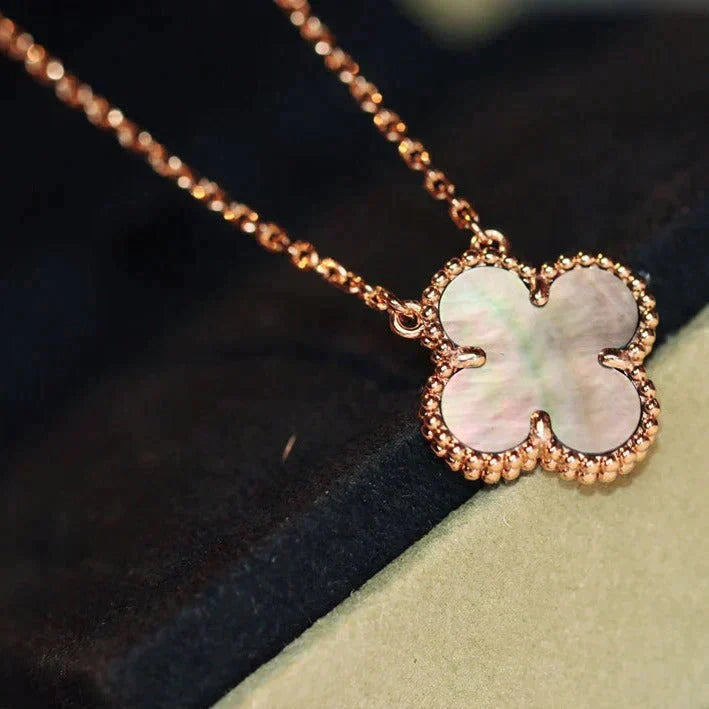 [💎ROSE💎]CLOVER 15MM  GRAY MOTHER OF PEARL NECKLACE