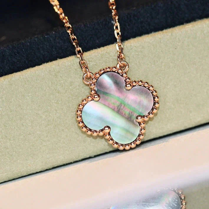 [💎ROSE💎]CLOVER 15MM  GRAY MOTHER OF PEARL NECKLACE