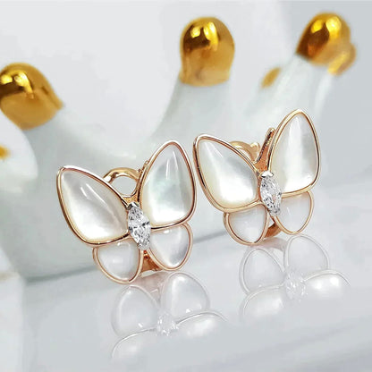 [💎ROSE💎]BUTTERFLY MOP DIAMOND EARRINGS
