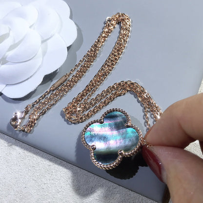 [💎ROSE💎]CLOVER 25MM GOLD DARK MOP BIG CLOVER NECKLACE
