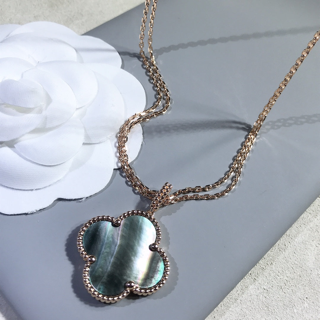 [💎ROSE💎]CLOVER 25MM GOLD DARK MOP BIG CLOVER NECKLACE