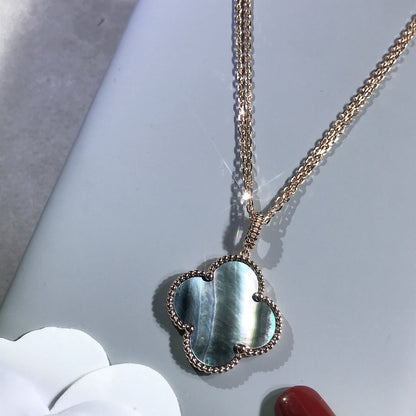[💎ROSE💎]CLOVER 25MM GOLD DARK MOP BIG CLOVER NECKLACE