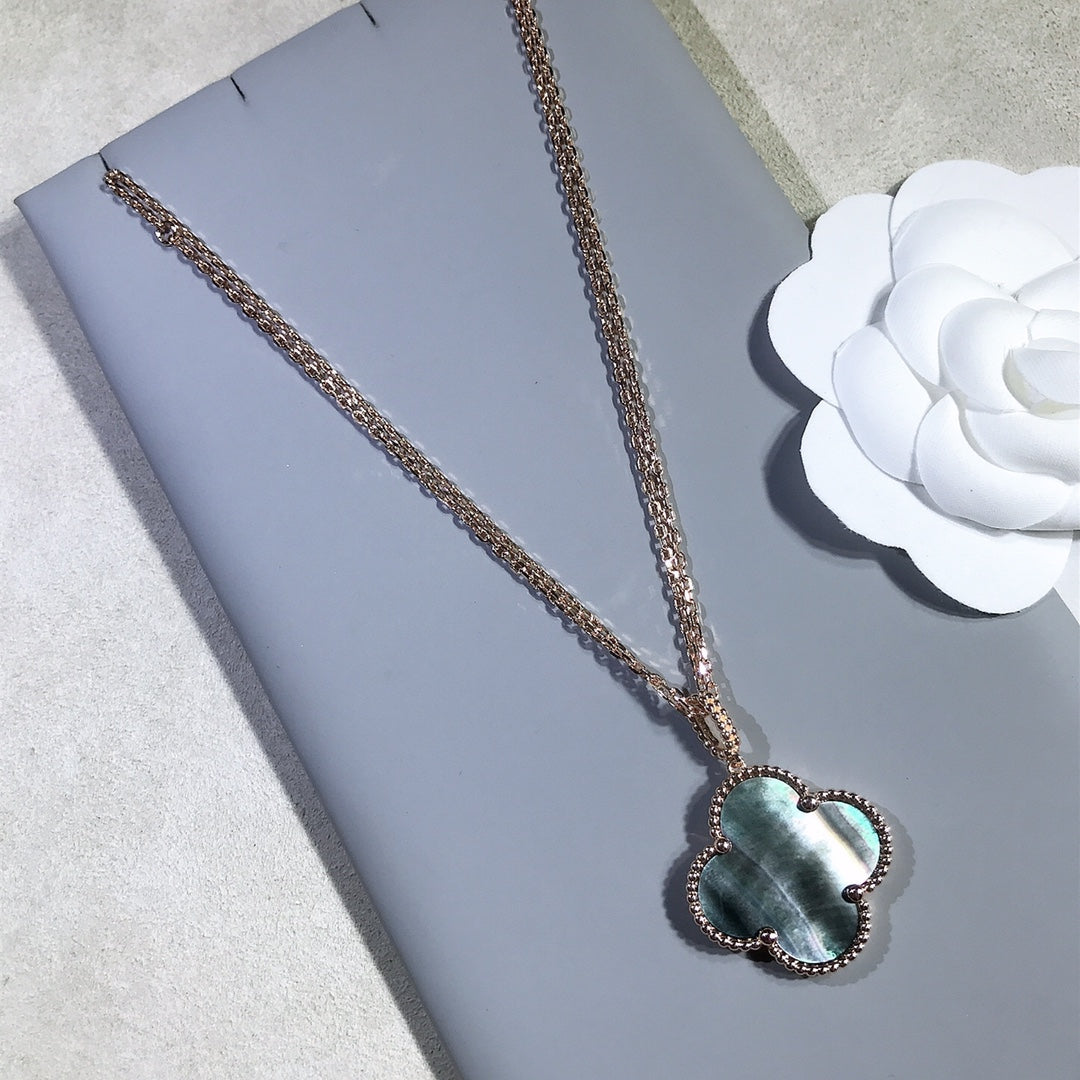[💎ROSE💎]CLOVER 25MM GOLD DARK MOP BIG CLOVER NECKLACE