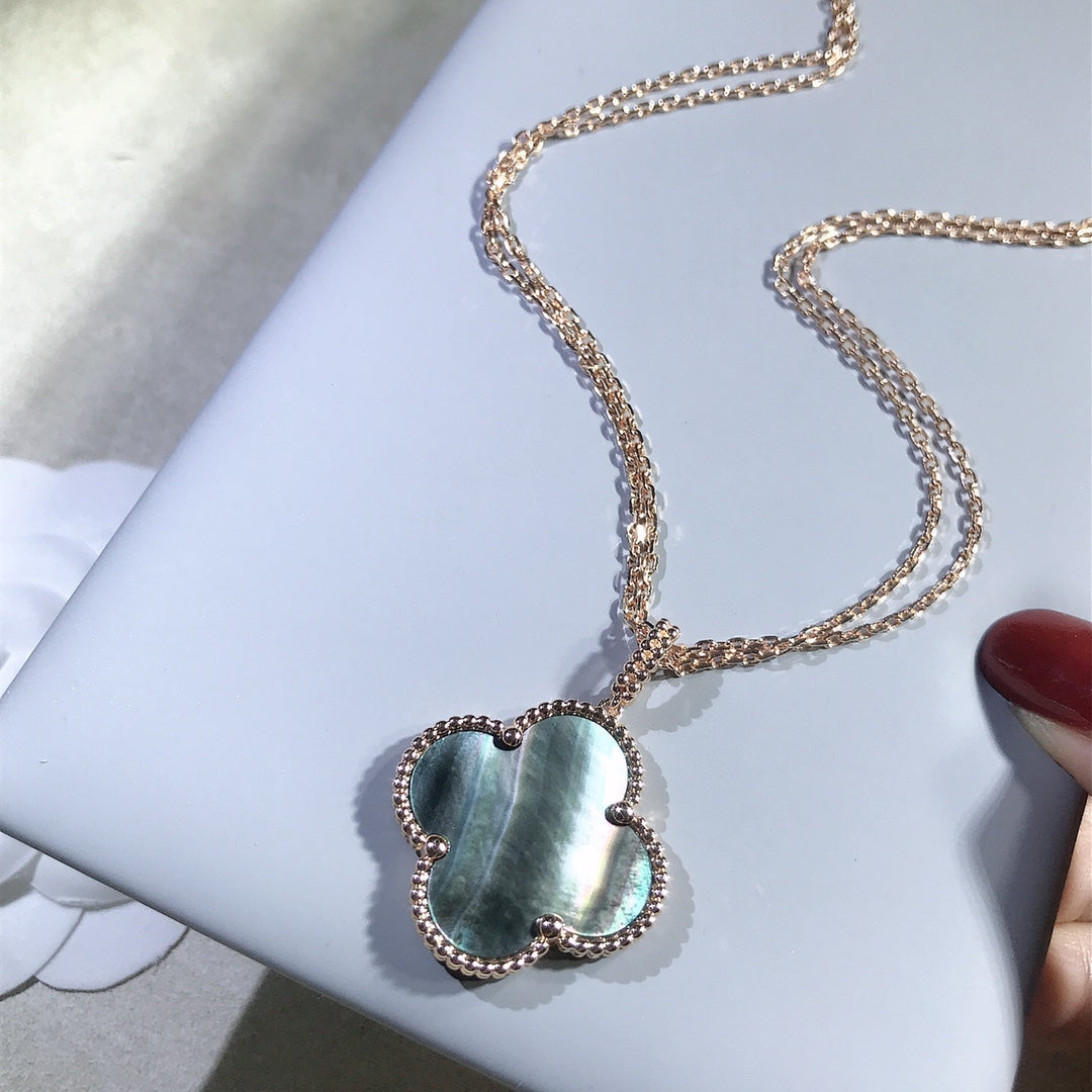 [💎ROSE💎]CLOVER 25MM GOLD DARK MOP BIG CLOVER NECKLACE