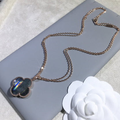 [💎ROSE💎]CLOVER 25MM GOLD DARK MOP BIG CLOVER NECKLACE