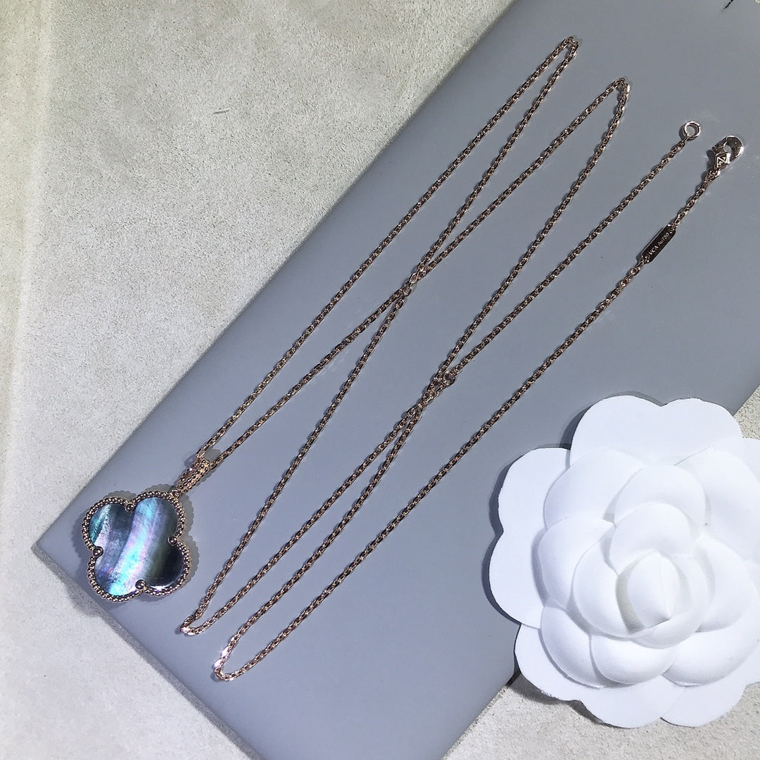 [💎ROSE💎]CLOVER 25MM GOLD DARK MOP BIG CLOVER NECKLACE