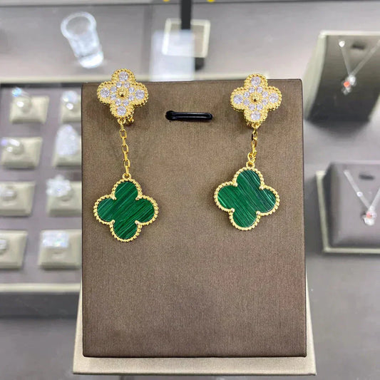 [💎ROSE💎]CLOVER  2 MOTIFS  DIAMOND  EARRINGS (MULTIPLE CHOICESç´
