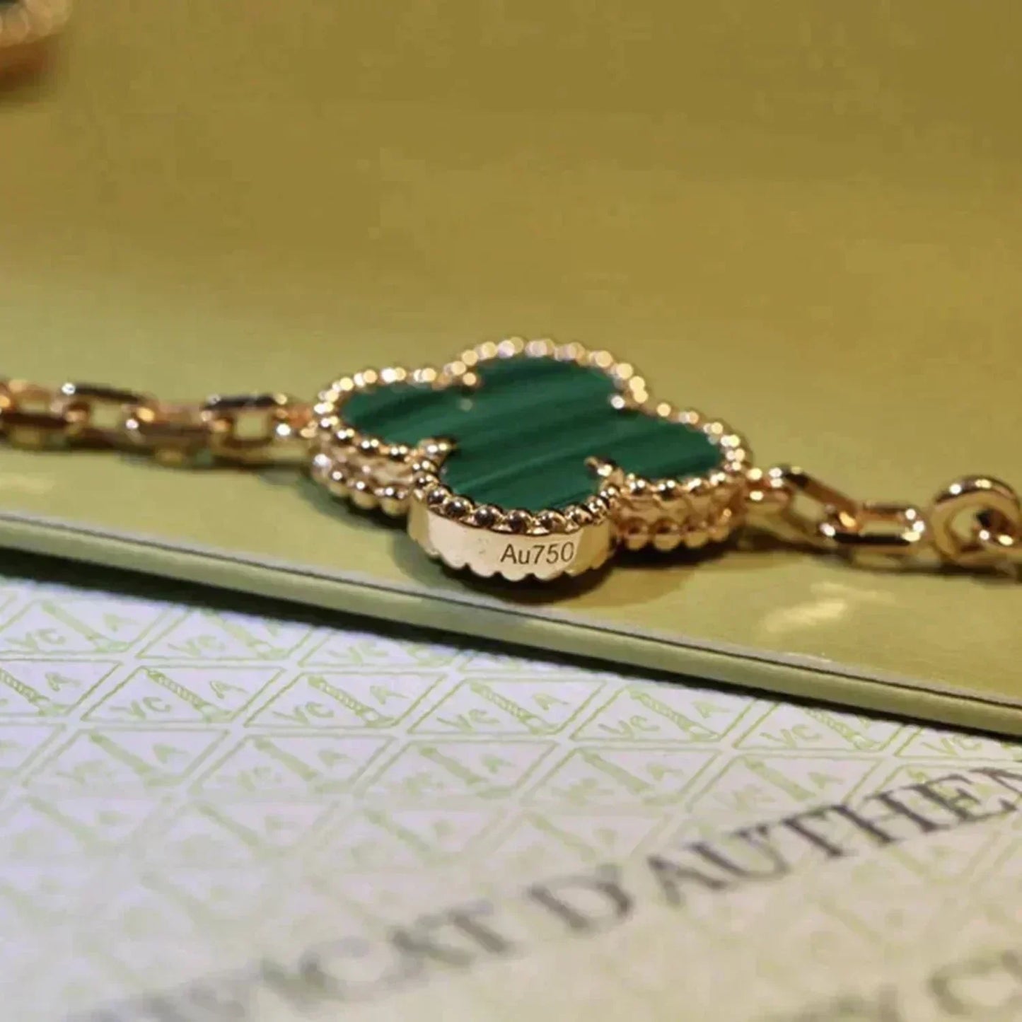 [💎ROSE💎]CLOVER 5 MOTIFS MALACHITE BRACELET