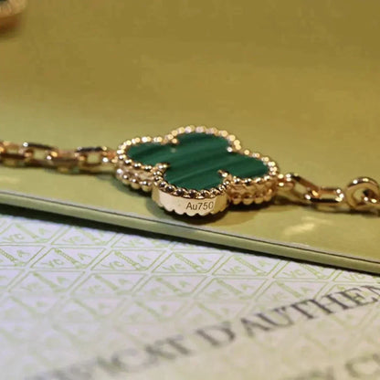 [💎ROSE💎]CLOVER 5 MOTIFS MALACHITE BRACELET