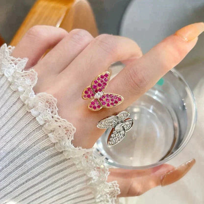 [💎ROSE💎]TWIN BUTTERFLY DIAMOND RING