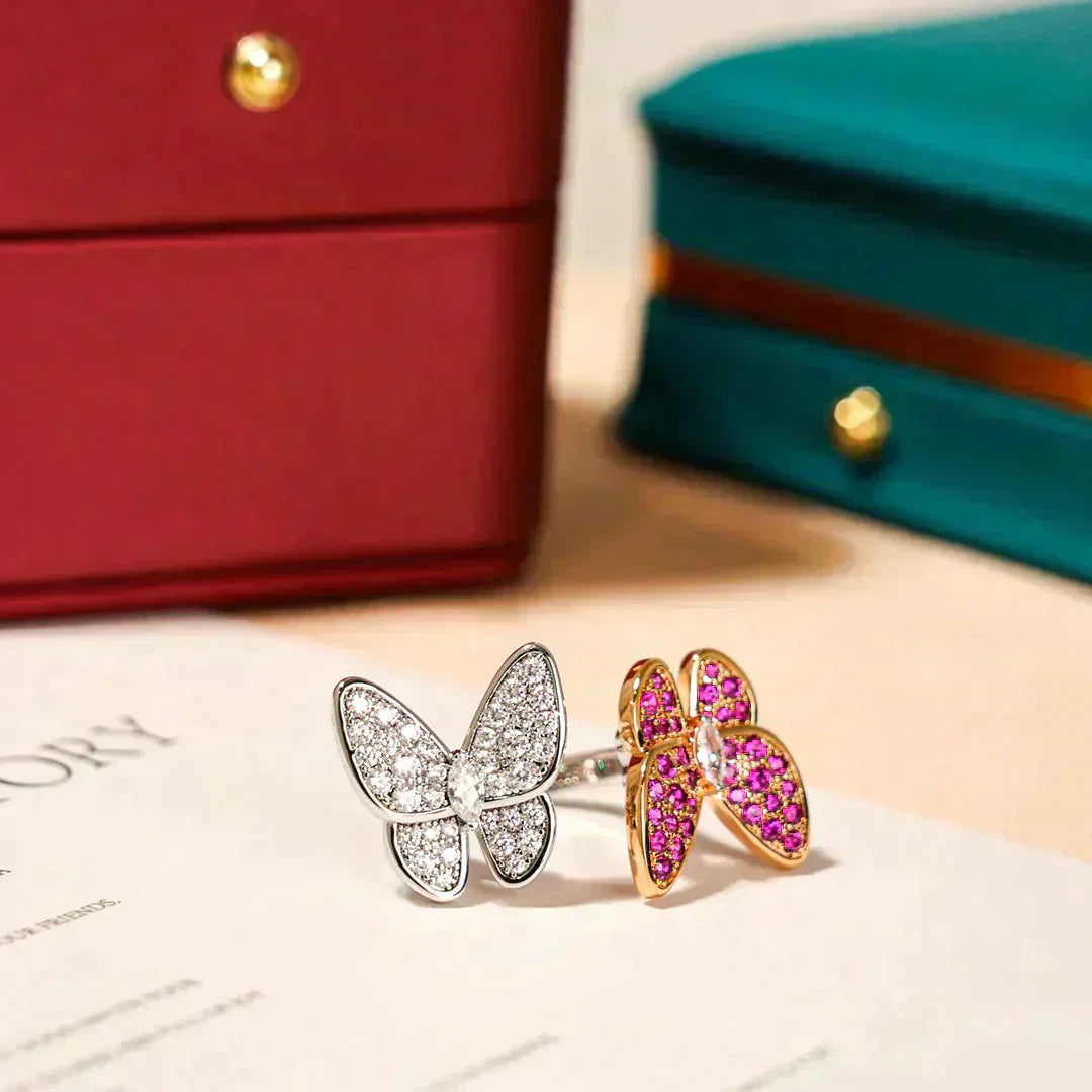 [💎ROSE💎]TWIN BUTTERFLY DIAMOND RING