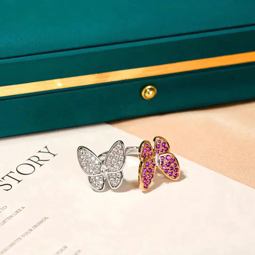 [💎ROSE💎]TWIN BUTTERFLY DIAMOND RING