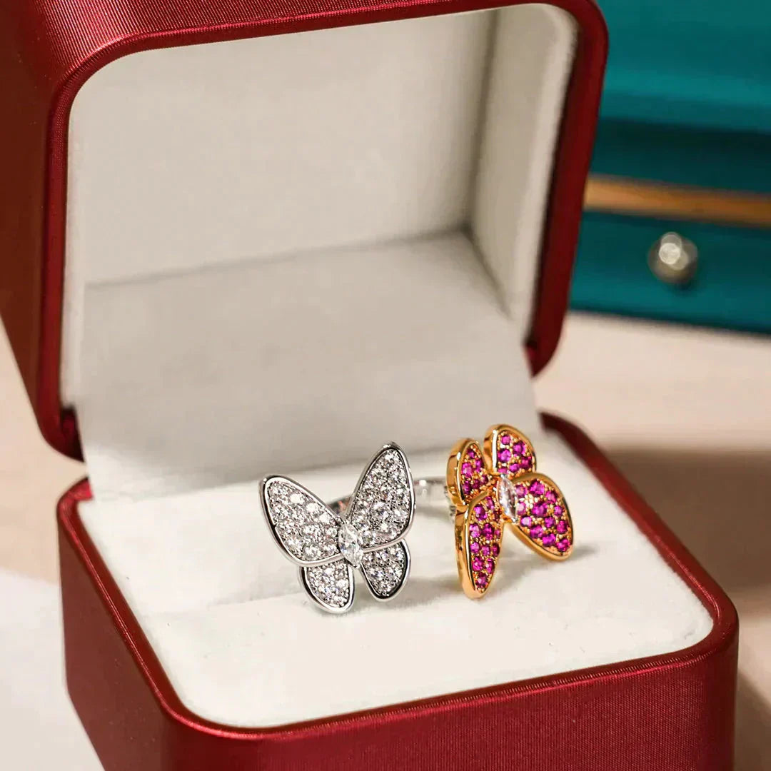 [💎ROSE💎]TWIN BUTTERFLY DIAMOND RING