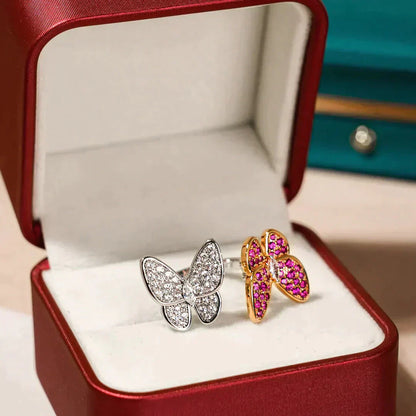 [💎ROSE💎]TWIN BUTTERFLY DIAMOND RING