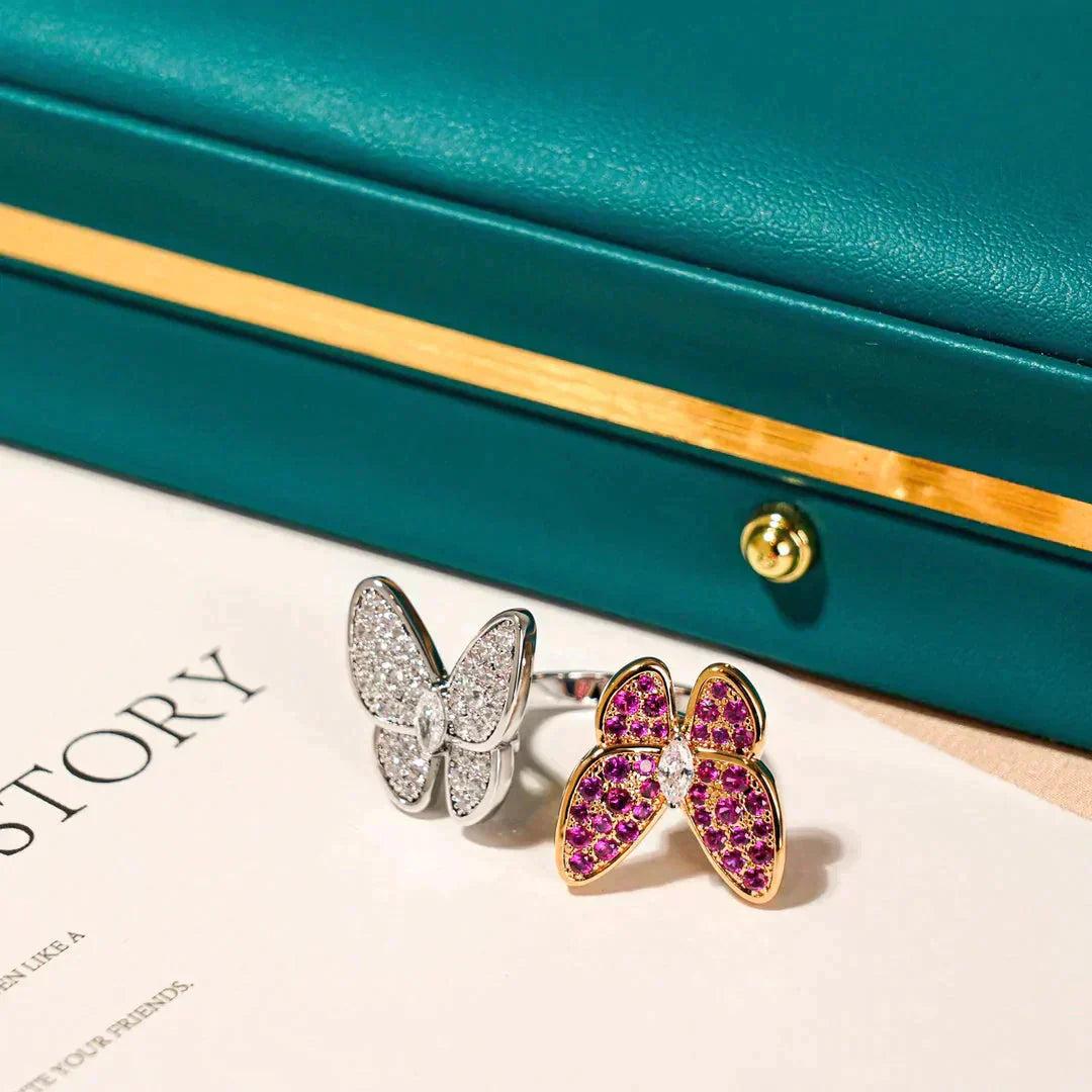 [💎ROSE💎]TWIN BUTTERFLY DIAMOND RING