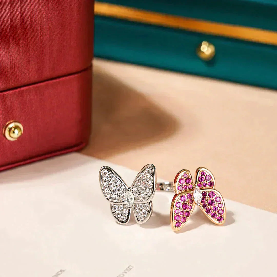 [💎ROSE💎]TWIN BUTTERFLY DIAMOND RING