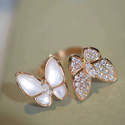 [💎ROSE💎]TWIN BUTTERFLY DIAMOND MOP RING